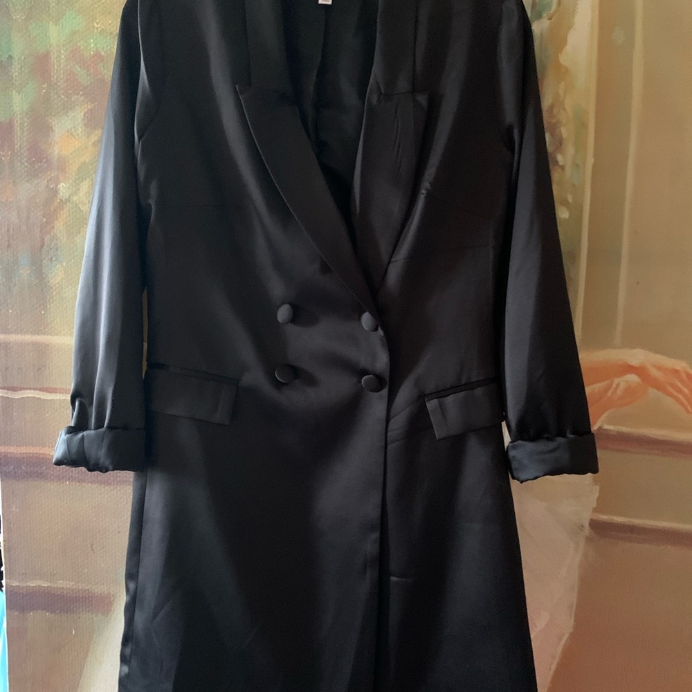 Black Double-Breasted, Tuxedo Mini Dress